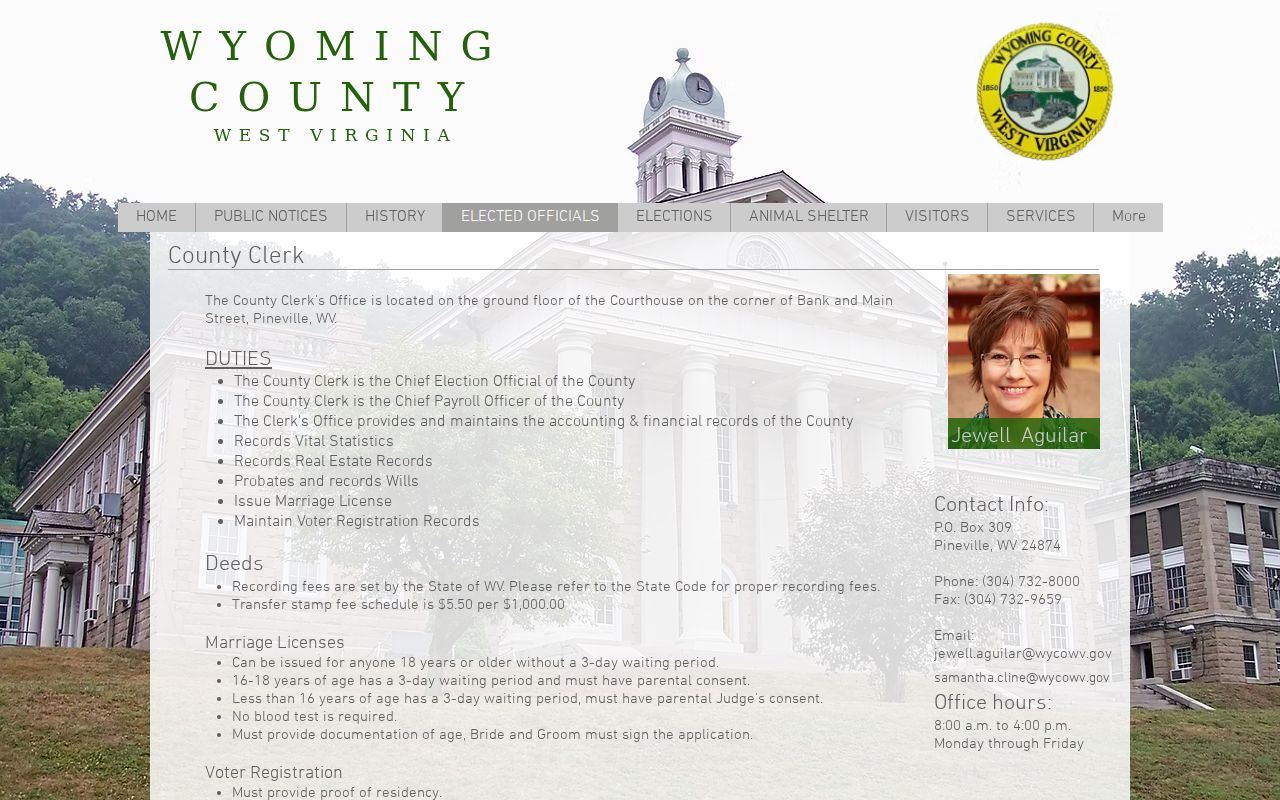 Wyoming County Clerk real-estate records page for deed-chain requests